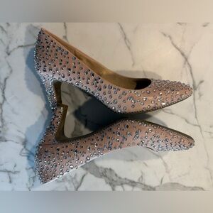 Abella sz 10 pink rhinestones town studded high heels, excellent used condition